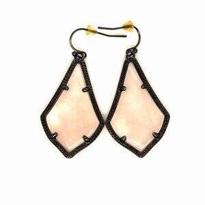 Kendra Scott Alex Gunmetal Rose Quartz Drop Earrings